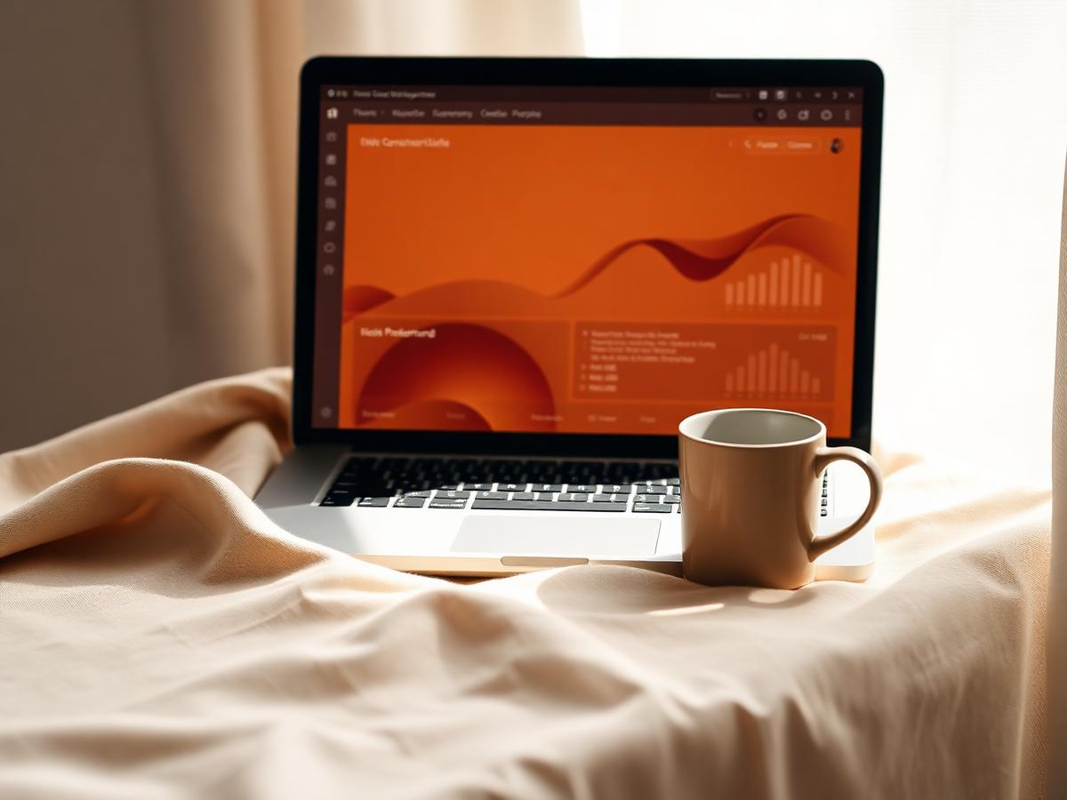 A calm desk setup with reporting work in progress